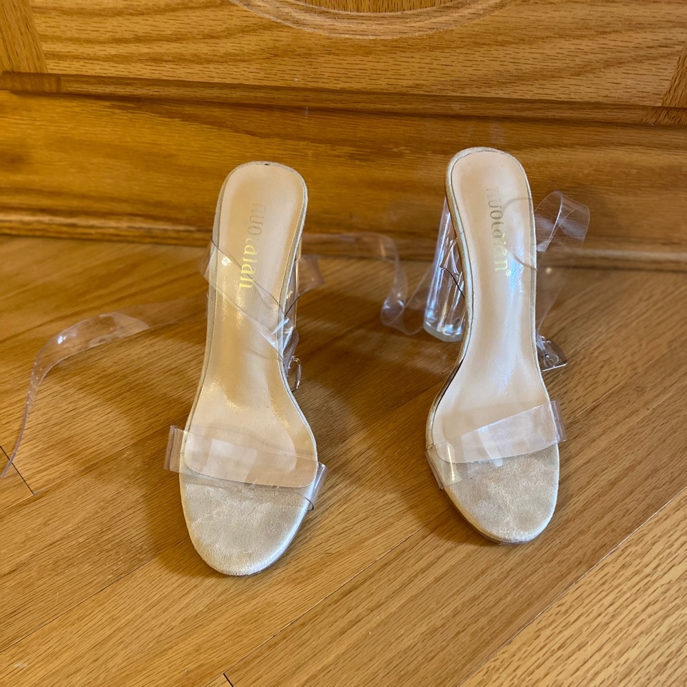 Clear heel sandals